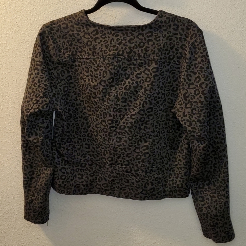 Bagatelle Leopard Print Knit Moto Biker Jacket Size M - Picture 7 of 8